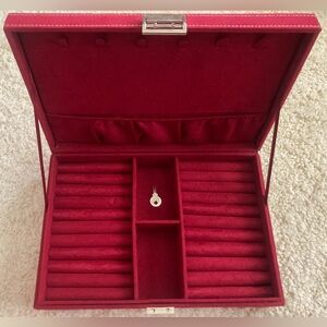 Elegant Red Velvety Jewelry Box with key